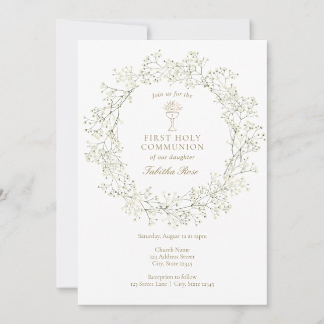 Invitación La primera comunión: la respiración del bebé (Anverso)