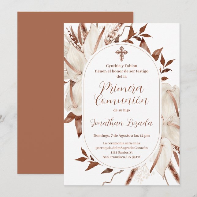 Invitación La Primera Comunión Sagrada De La Española (Anverso / Reverso)