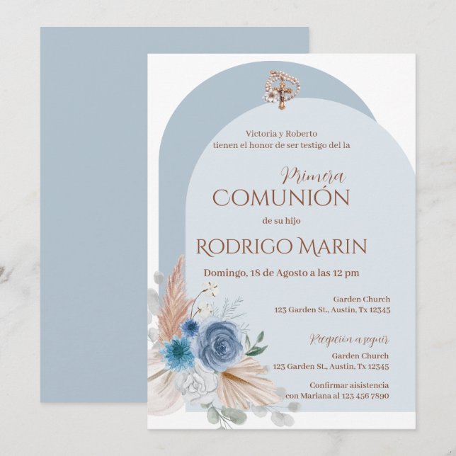 Invitación La Primera Comunión Sagrada De La Española (Anverso / Reverso)