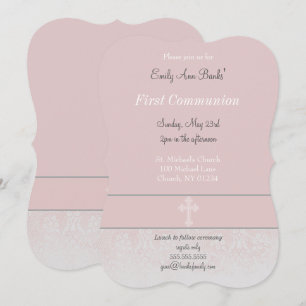Invitación La primera comunión sagrada de Lace Rosa