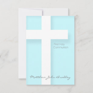 Invitación La primera comunión sagrada moderna en azul