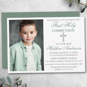 Invitación La primera plata verde de la foto de la Santa Comu
