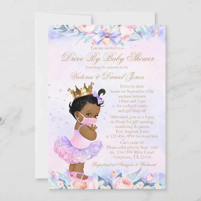 Invitación La Princesa Africana Impulsada Por Baby Shower (Anverso)