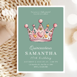 Invitación La princesa Crown Pink 10.º cumpleaños Chica