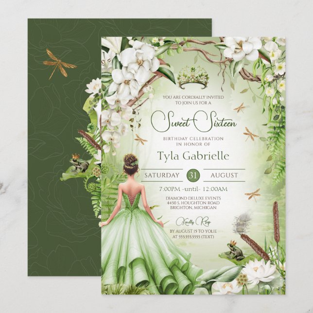 Invitación La princesa de cuento de hadas príncipe de rana du (Anverso / Reverso)