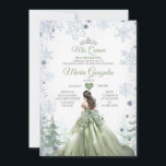 Invitación La princesa de invierno de Sage Green Forest<br><div class="desc">EDITABLE Sage Green Forest Winter Princess Mis Quince Invitación Elegante Quinceañera Sage Verde Navidades De La Corona Invitación Mis Quince 15 Anos,  16 Cumpleaños</div>