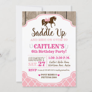 Invitación La princesa de las vacas Saddle Up Pony Birday