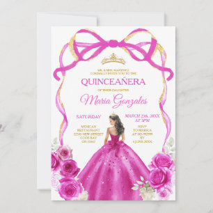 Invitación La princesa de oro de la flor rosa de Fuchsia Quin