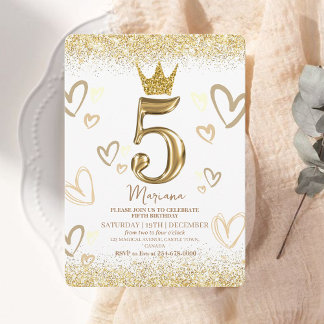 Invitación La princesa de oro esparce quinto cumpleaños