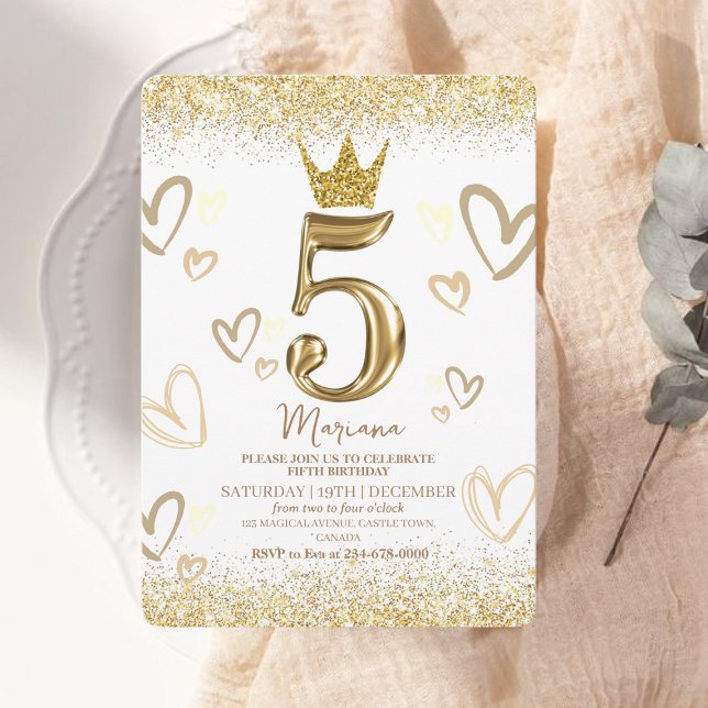 Invitación La princesa de oro esparce quinto cumpleaños (Subido por el creador)