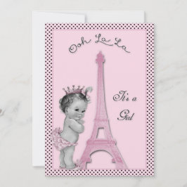 Invitación La Princesa Eiffel Tower Polka Dots Baby Shower