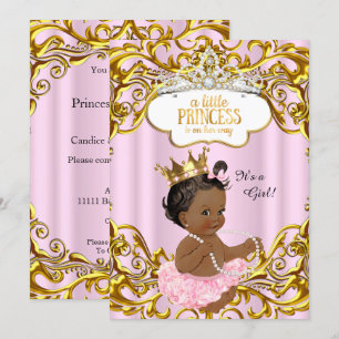 Invitación La princesa está en camino Baby Shower Rosa Étnico