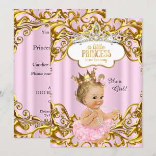 Invitación La princesa está en camino Baby Shower Rosa Rubia