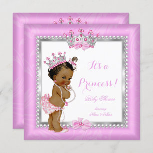 Invitación La princesa étnica Baby Shower Pink Silver Pearl