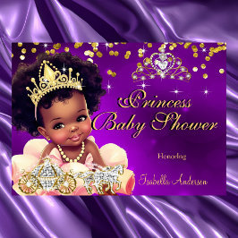 Invitación La princesa étnica Baby Shower Purple Tiara Carria