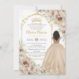 Invitación La princesa floral del champagne Beige Cream Quinc