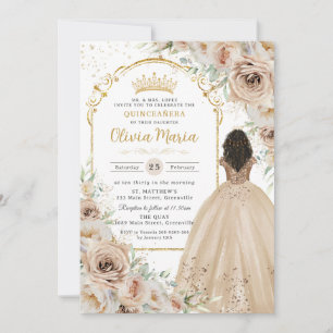 Invitación La princesa floral del champagne Beige Cream Quinc