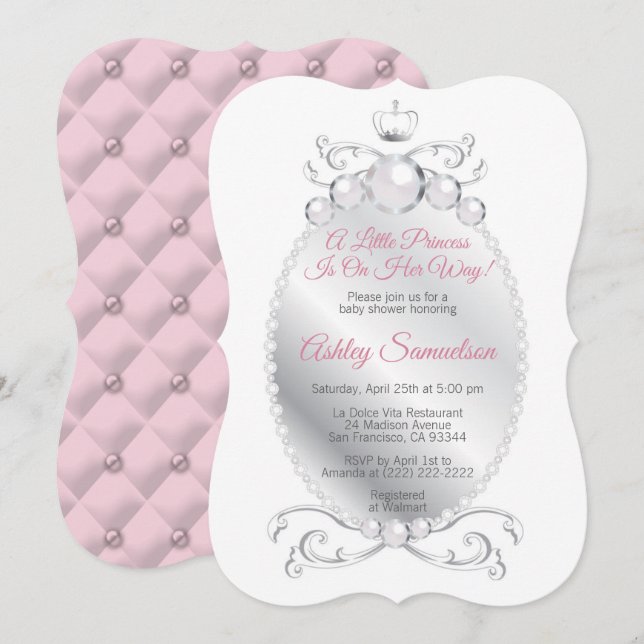 Invitación La princesa linda está en camino a Baby Shower Pin (Anverso / Reverso)