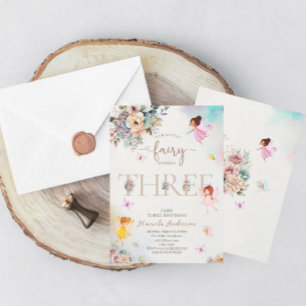 Invitación La princesa mágica floral de hadas se torna de tre