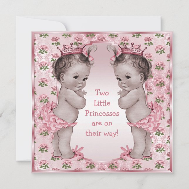 Invitación La princesa melliza rosa Roses Baby Shower (Anverso)