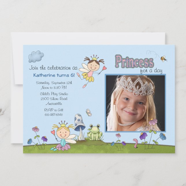Invitación La princesa para la fiesta de cumpleaños de la (Anverso)