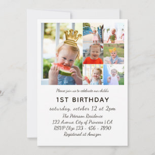 Invitación La Princesa Princesa Collage de Siete Fotos Primer