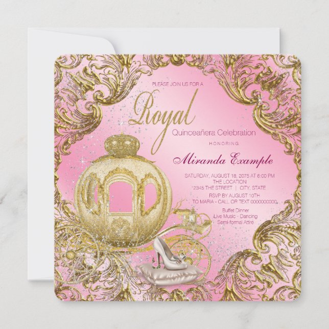 Invitación La princesa Quinceañera (Anverso)