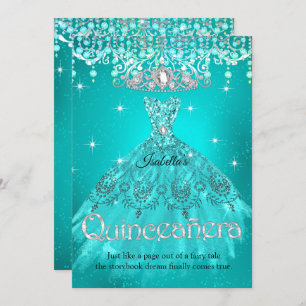 Invitación La princesa Quinceanera 15 cumpleaños Aqua Tiara V