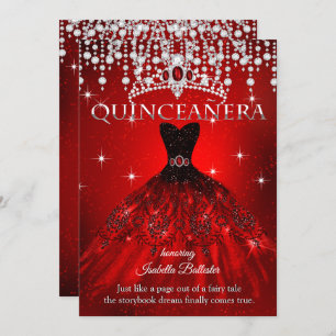 Invitación La princesa Quinceanera 15 cumpleaños Red Tiara