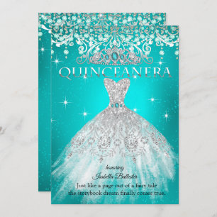Invitación La princesa Quinceanera 15 cumpleaños Tiara azul V