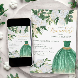 Invitación La princesa Quinceanera blanca de la vegetación es