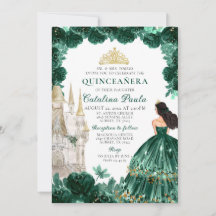 La princesa Quinceañera del oro verde esmeralda