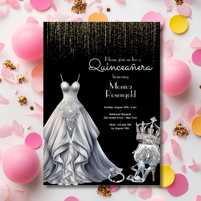 Invitación La princesa real de Quinceañera de plata cumpleaño (Subido por el creador)