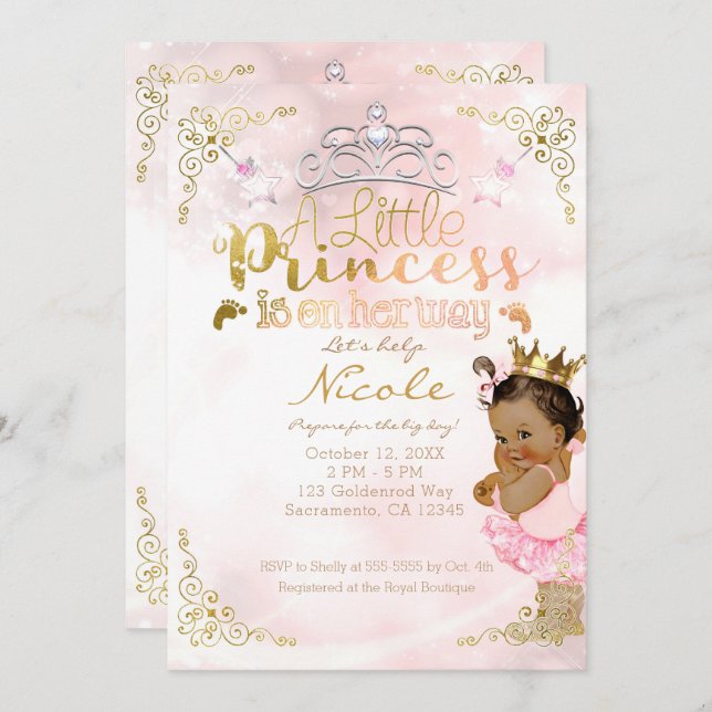 Invitación La princesa rosa Sparkle Tutu y el Baby Shower de  (Anverso / Reverso)