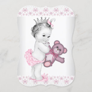Invitación La princesa rosa Teddy Bear Baby Shower