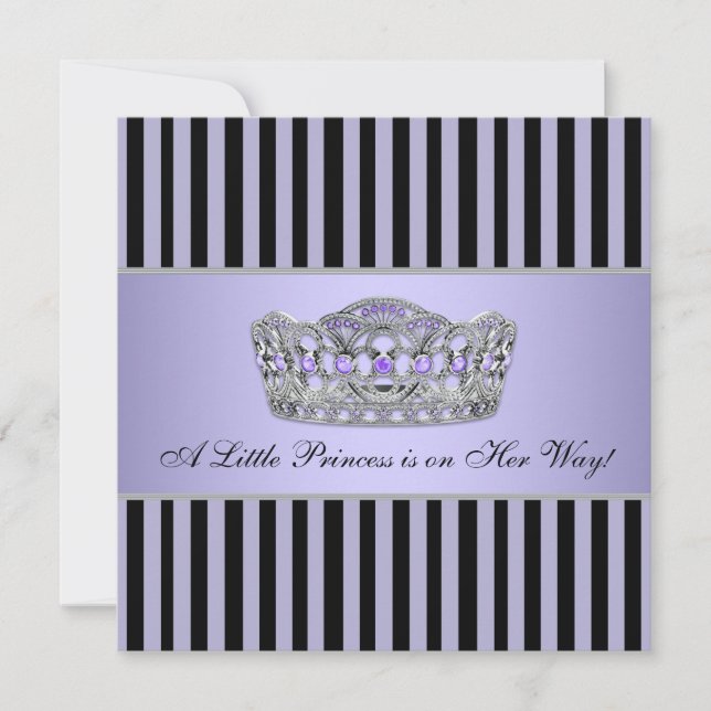 Invitación La princesa Tiara Purple Black Baby Shower (Anverso)