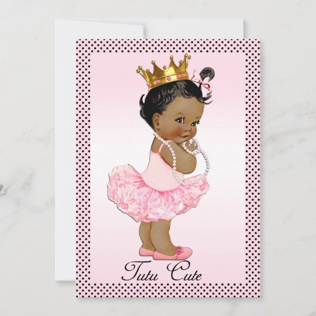 Invitación La princesa tutu cute perlas polka puntos (Anverso)