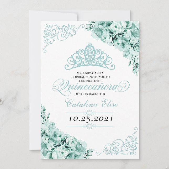 Invitación La princesa verde de la Casa Quinceanera Cumpleaño (Anverso)