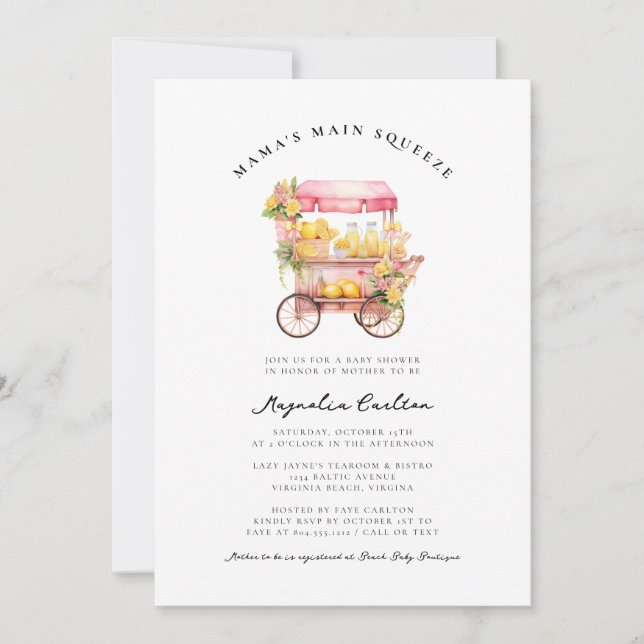 Invitación La principal congelación de Baby Shower de Lemon M (Anverso)