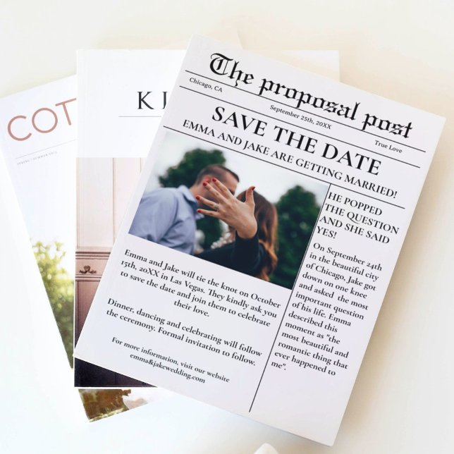 Invitación La propuesta post Boda de periódico salva la fecha (Subido por el creador)