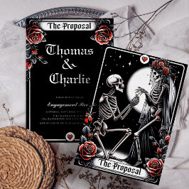 Invitación La propuesta Tarot Gothic Floral Engagement Party