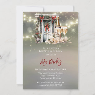 Invitación La puerta verde de la decoración de Berry roja es