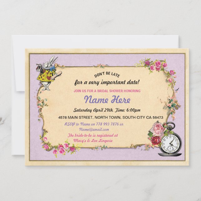 Invitación La púrpura del conejo de Bachelorette de la fiesta (Anverso)