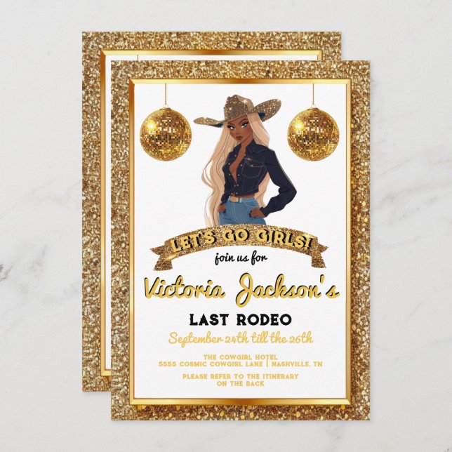 Invitación La Purpurina africana de la chica de la vaca de or (Anverso / Reverso)