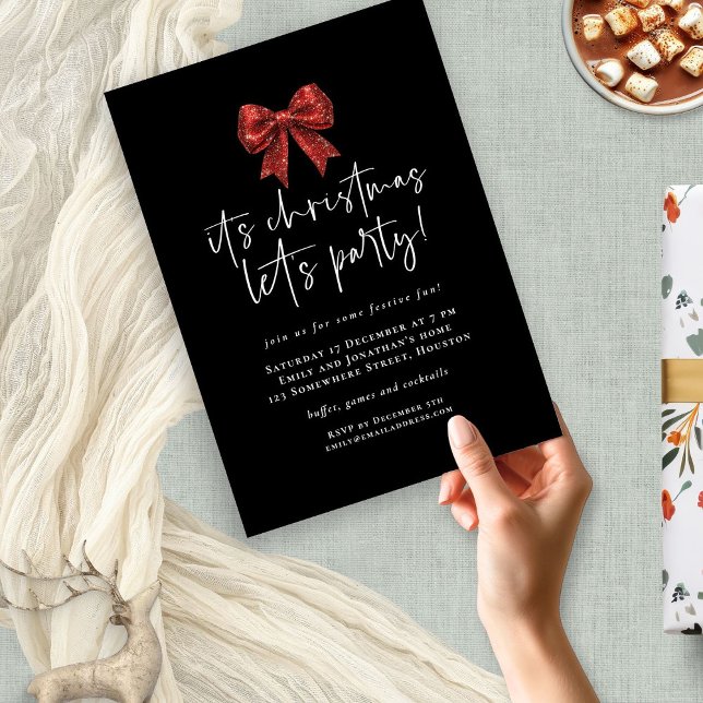 Invitación La Purpurina roja Coquette Bow deja Navidades Fies (Subido por el creador)