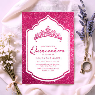 Invitación La Purpurinoso de la corona rosada Quince Quincean