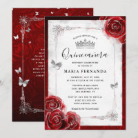 La Quinceanera elegante de la Rosa Roja y Plata
