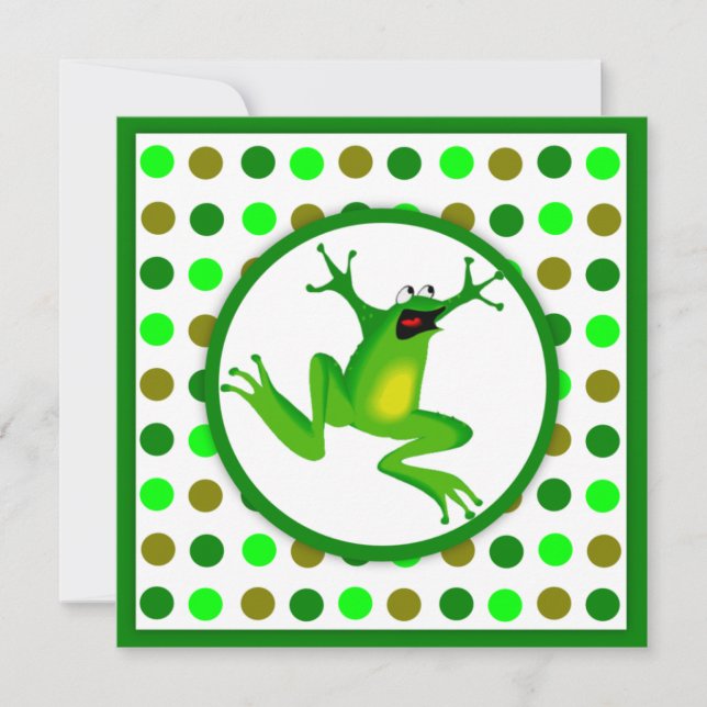 Invitación La rana de los niños y cumpleaños verde de los (Anverso)