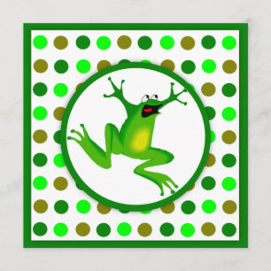 Invitación La rana de los niños y cumpleaños verde de los