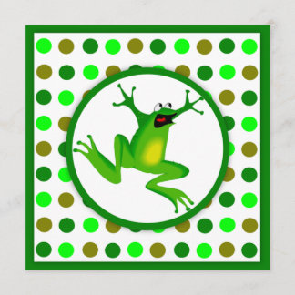 Invitación La rana de los niños y cumpleaños verde de los